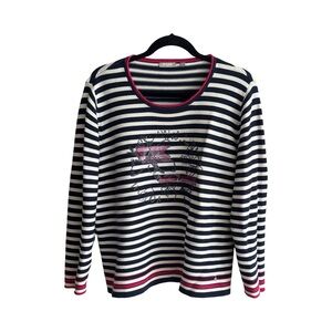 Rabe Stripe Knit Sweater Navy and White